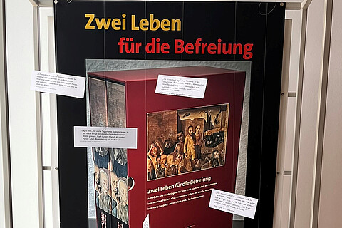 Detail der aktuellen Schaufenstergestaltung mit dem Cover der Publikation