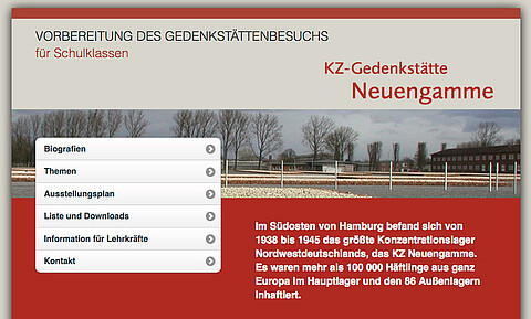 Screenshot der WebApp zur Vorbereitung des Gedenkstättenbesuchs.