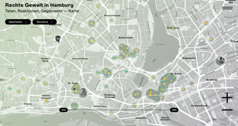 Hamburg-Karte mit vielen Ereignispunkten